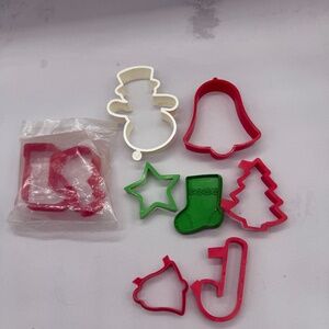 Set of 9 Vintage Plastic Christmas Cookie Cutters